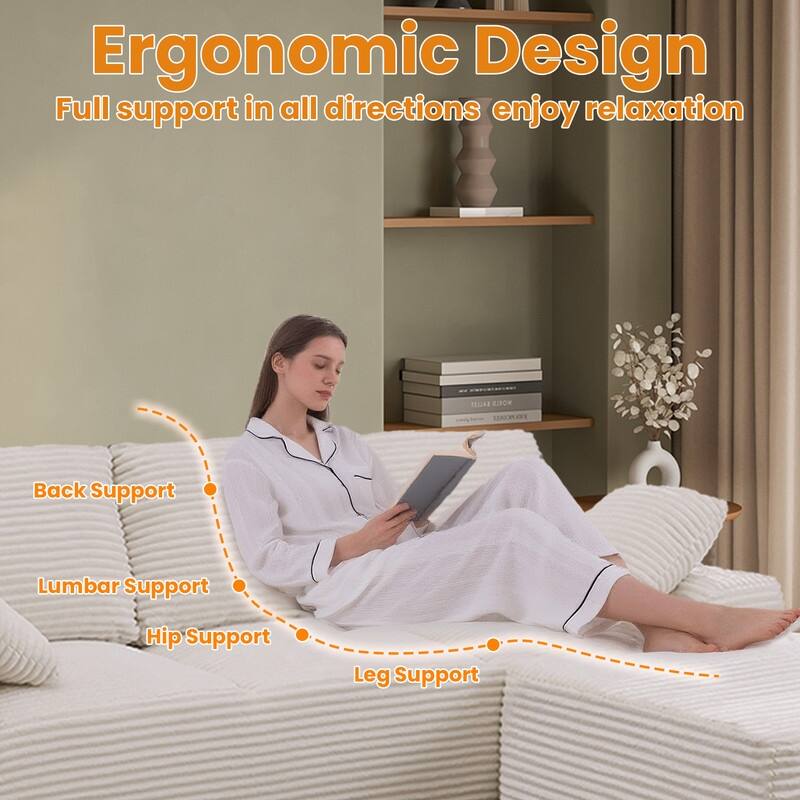 103.5" Cloud Sectional Couch with L-Shape Chaise,Modern Modular Sofa with Deep Seat, No Assembly Required