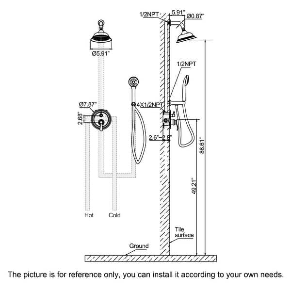 Wall Mount Shower Faucet With Roughin Valve Rain Shower System With