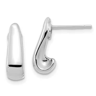 Curata 14k White Gold Polished 11x5mm Small J Hoop Post Earrings