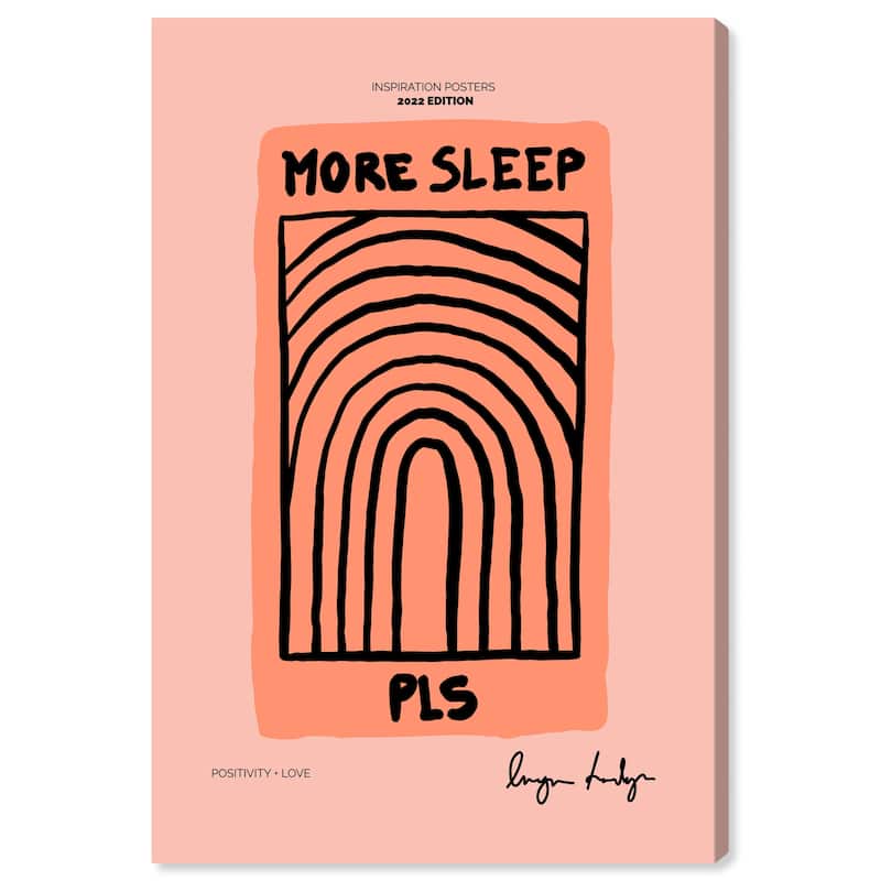 Wynwood Studio Canvas Typography and Quotes More Sleep Please Pink and Light Pink Modern & Contemporary Wall Art Canvas Print