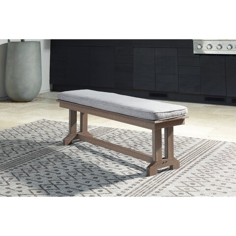 Signature Design by Ashley Emmeline Outdoor Poly All Weather Bench with Cushion - 54"W x 14"D x 19"H