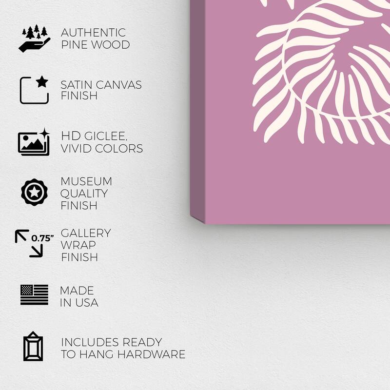 Wynwood Studio Canvas Abstract Ferns in Mauve Harmony Purple and Light Purple Modern & Contemporary Wall Art Canvas Print