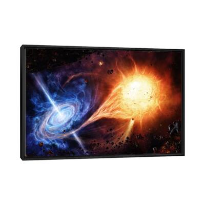 iCanvas "A Binary System Orbiting Near A Black Hole" by Brian Christensen Framed