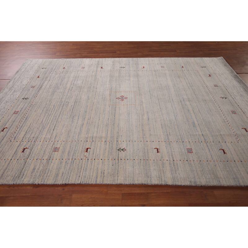 Gabbeh Indian Area Rug Handmade Beige Wool Carpet - 6'6"x 9'10"