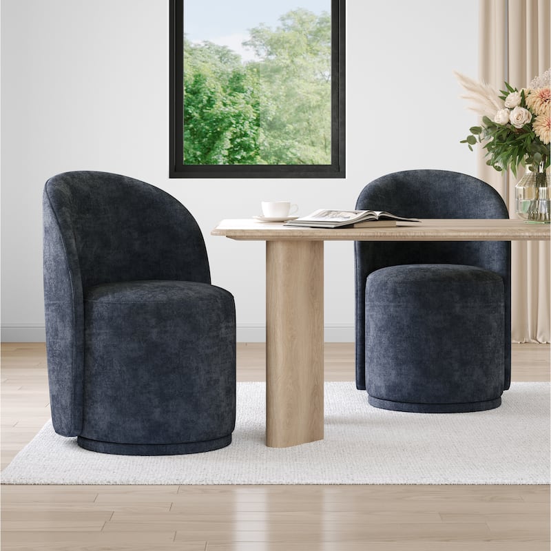 23.5" Wide Swivel Side Chair for Dining Room, Living Room. - Set of 2 - Navy-Linen