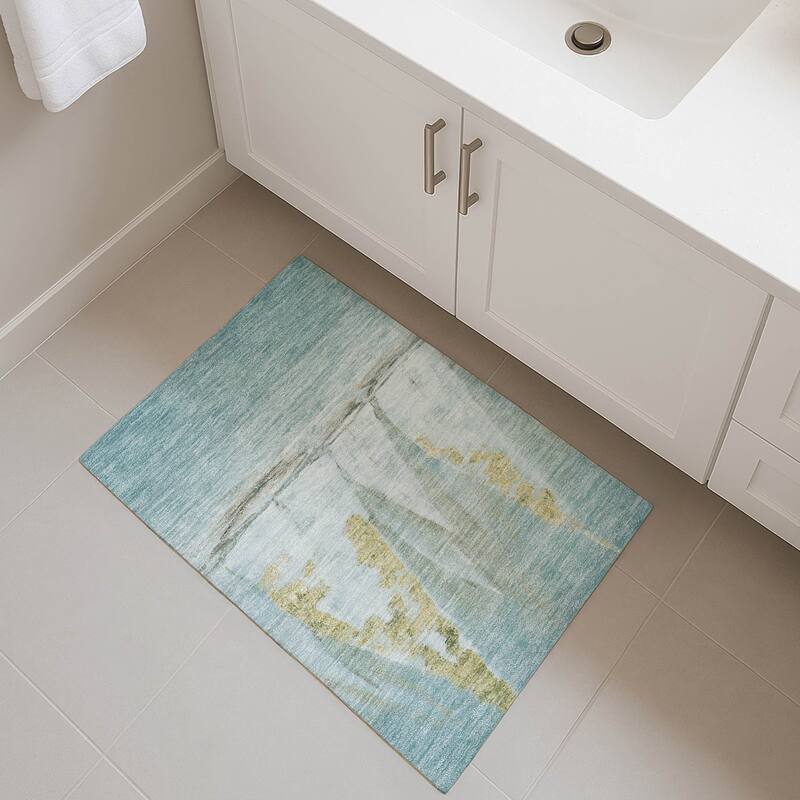 Premium Washable Super Soft Modern Sailboat Mayfield Rug - Teal - 1'8" x 2'6"