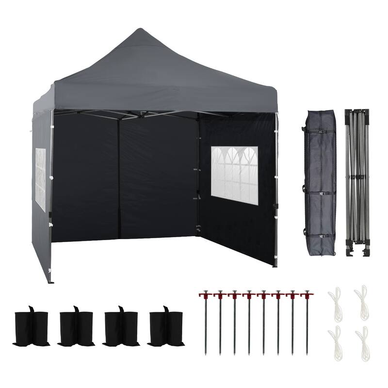 Aoodor 10' x 10' Pop Up Canopy with Church Windows Sidewalls - 10x10ft