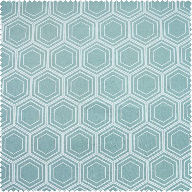 Exclusive Fabrics Modern Honeycomb Aqua Printed Cotton Room Darkening Curtain (1 Panel)