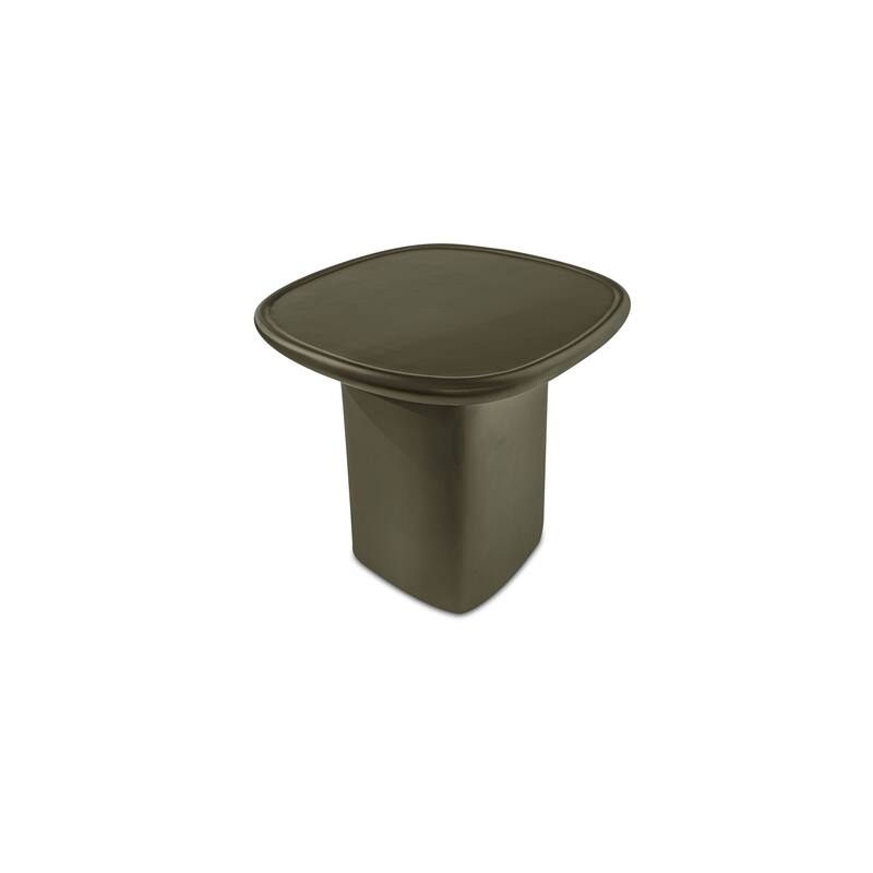 NADAAL STUDIOS Henric Outdoor Side Table, Pedestal Shape in Concrete Fiberglass, Small, Deep Yellow