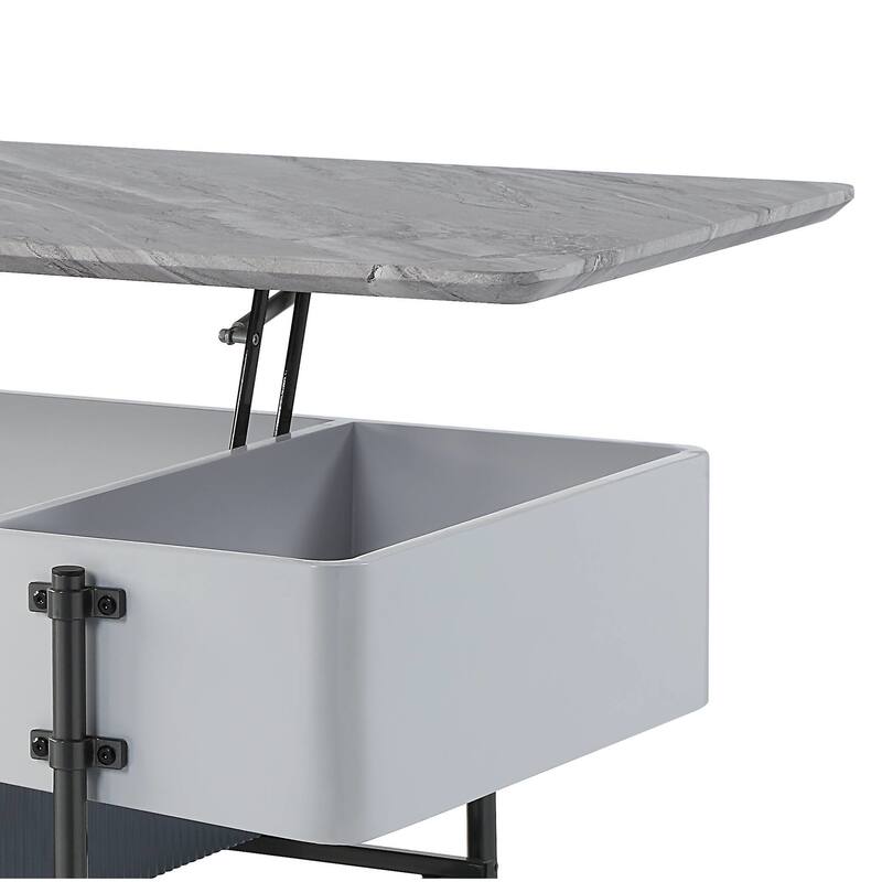 Grey and White High Gloss Coffee Table with Lift Top