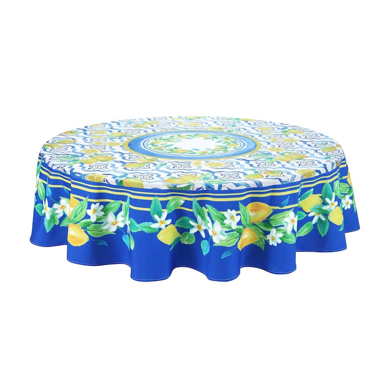 Laural Home Lovely Lemons 70 in Round Tablecloth