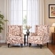 preview thumbnail 129 of 134, 2 Set Traditional Patterned Wingback Accent Chairs with NailHead
