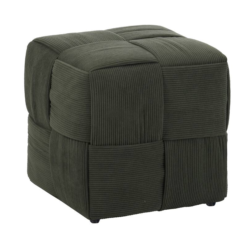 Ottoman Foot Rest Soft and Comfortable Ottoman Square Corduroy Woven Design Sofa Stool - Green