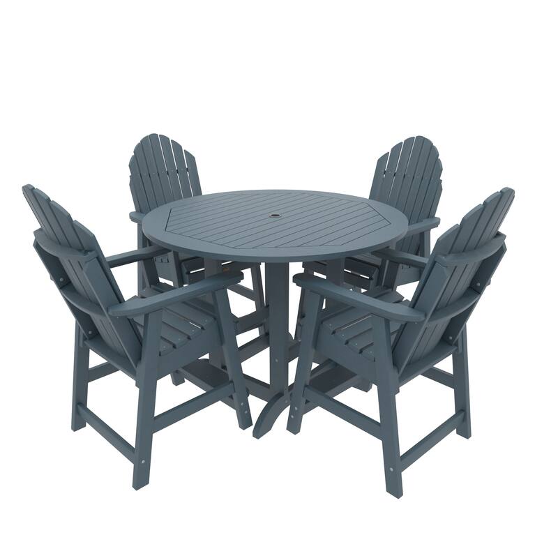 Highwood Commercial Grade 5-Piece Muskoka Adirondack 48" Counter Height Dining Set - Nantucket Blue