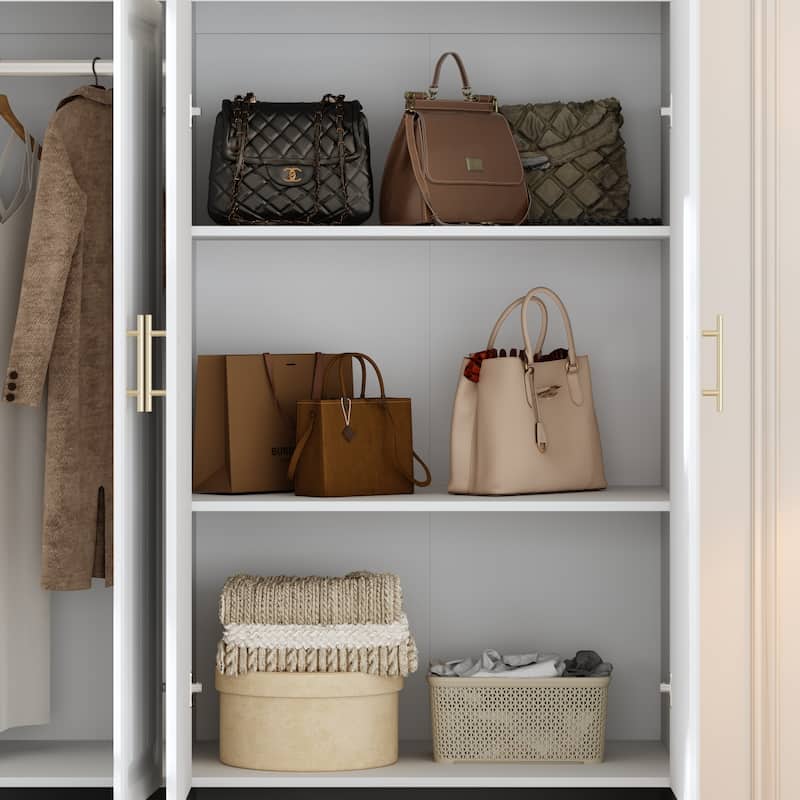 93.9"H/74.2"H Armoires Wardrobe Closet Cabinet Hanging Drawers Storage