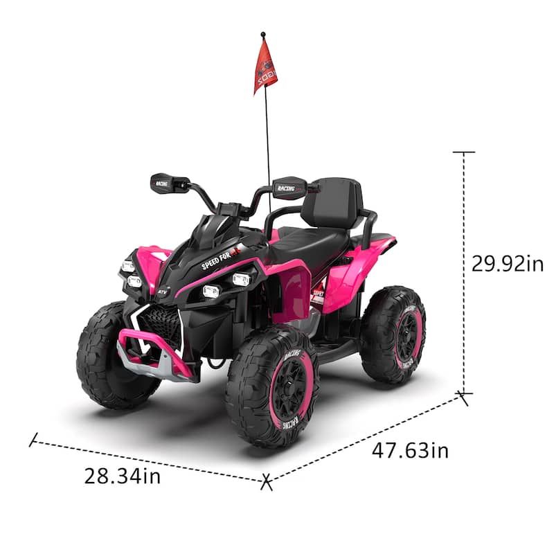 24V Kids Ride On ATV Quad with Remote Control, English Storytelling, Bluetooth, USB/MP3, Shock Absorber & Lights for Ages 3-12
