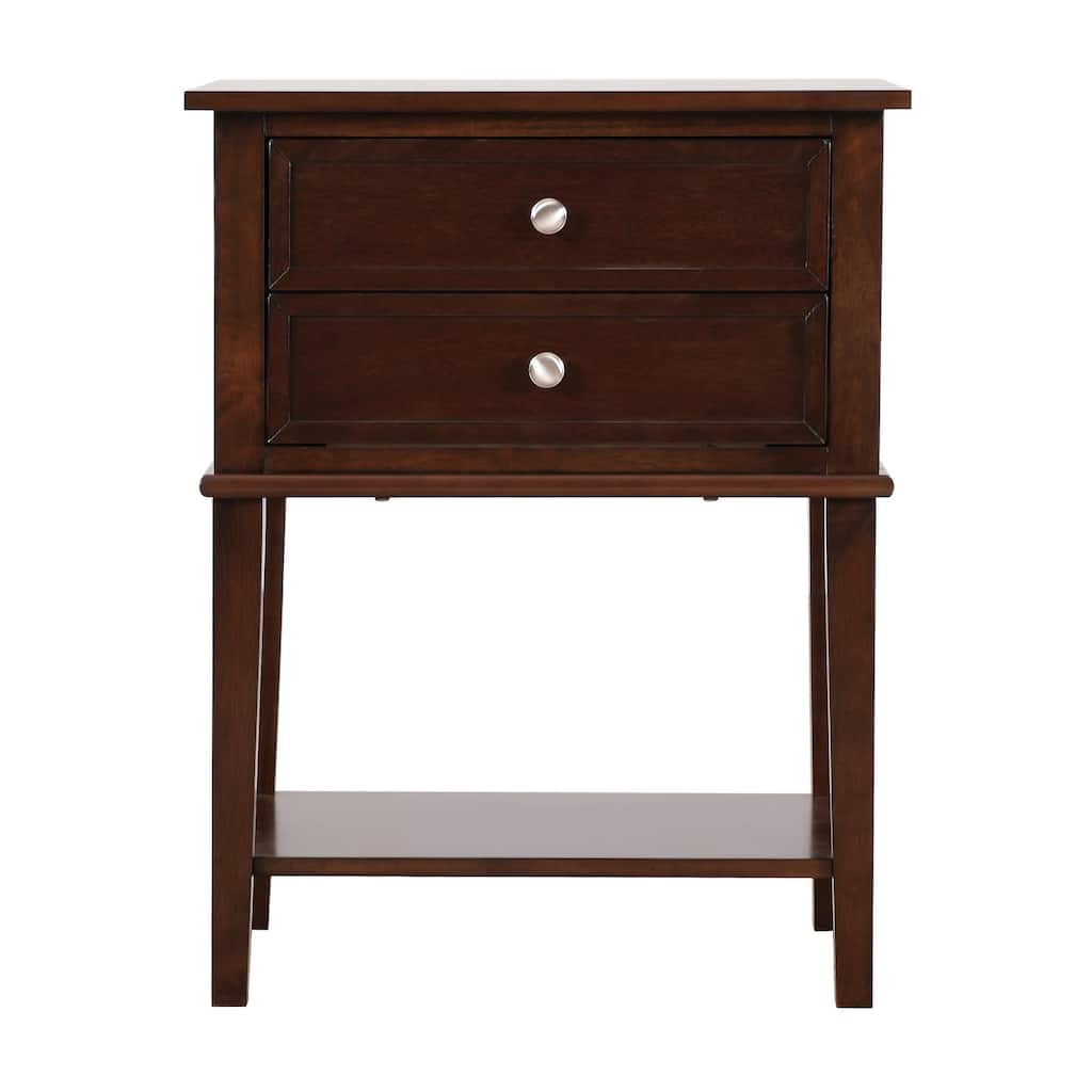 Rectangular Wooden Nightstand with 2-Drawers - 28" - Brown