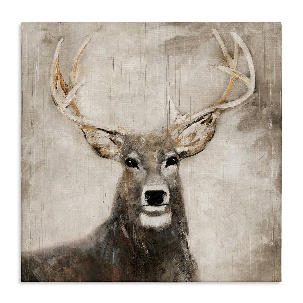 Stupell Gazing Deer in Neutrals Canvas Wall Art Design By Sally Swatland