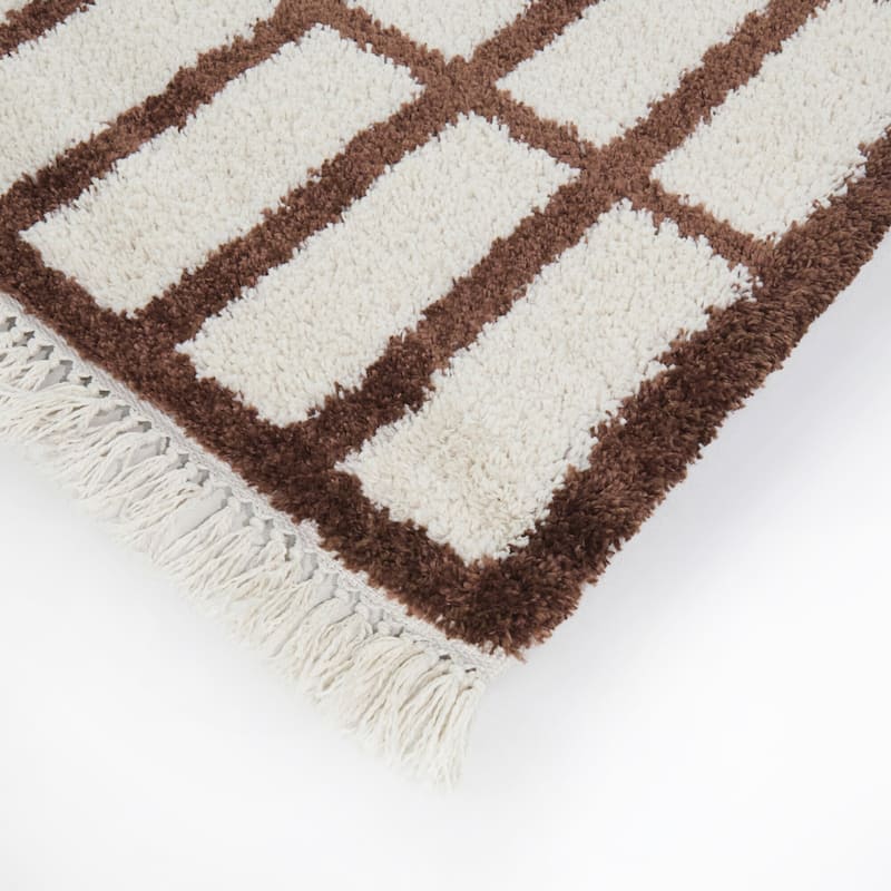 Androla Boho Grid Shag Area Rug