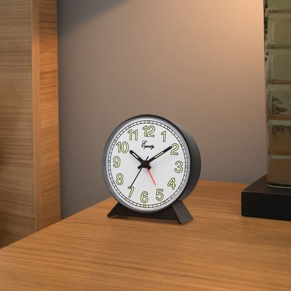 4” Round Loud Bell Keywind Analog Alarm Clock – Classic Wind-Up Design