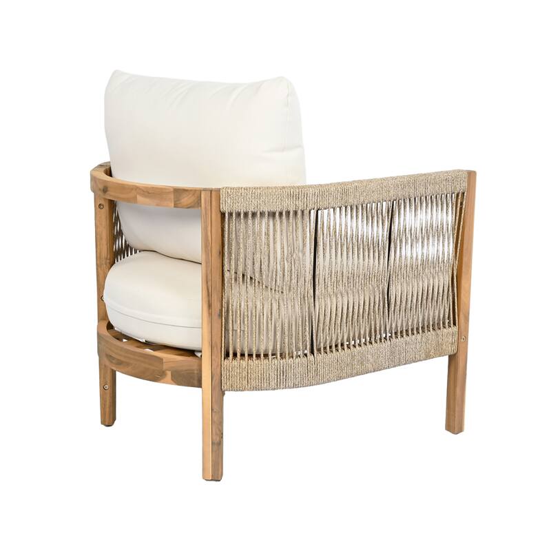 Christopher Knight Home - Valencia Acacia Wood Patio Club Chair with Woven Rope Accents