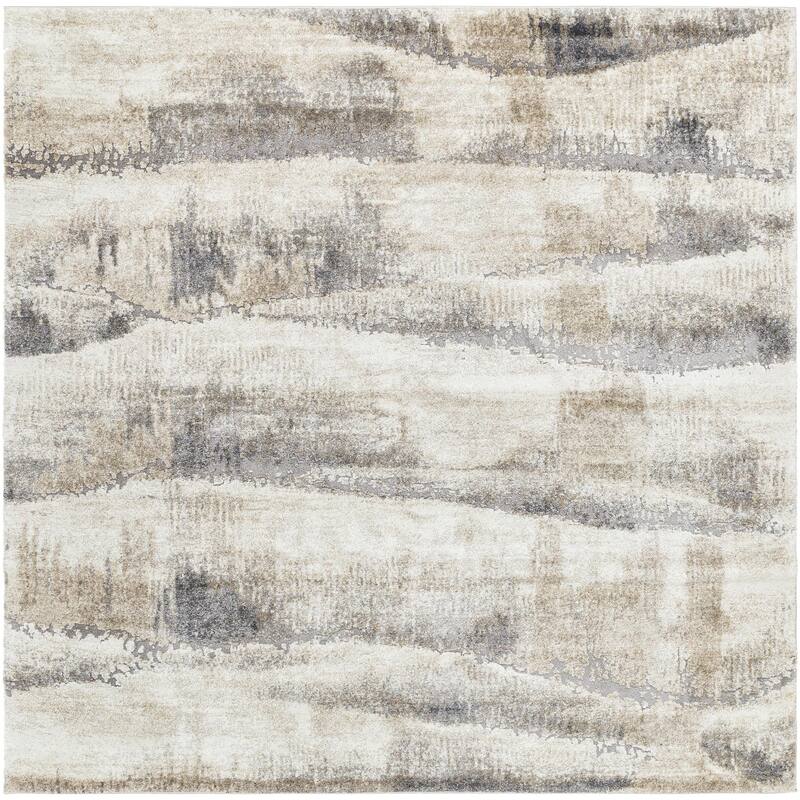 Livabliss Industrial Tuscany Abstract Area Rug - 7'10" x 7'10" Square - Beige/Multi