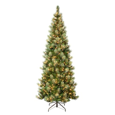 National Tree Company 9 ft. Charleston Pine Slim Tree with Clear Lights - 9 Foot