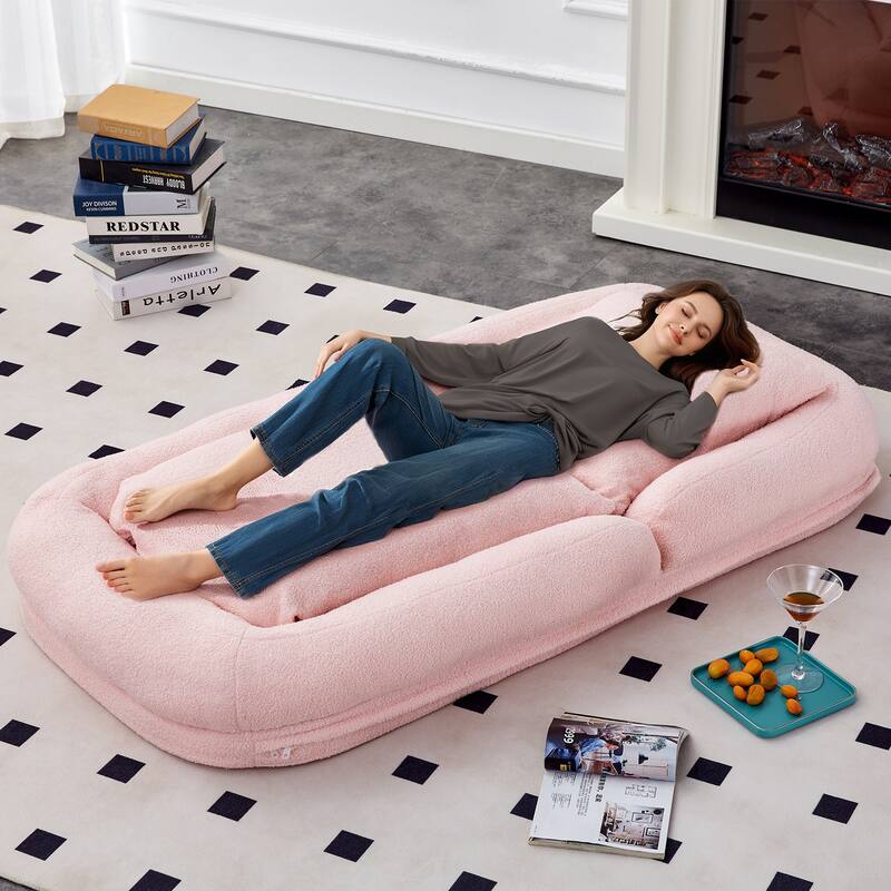 Folding Sofa Chair with 5 Adjustable Positions Plush Floor Lounge Chair