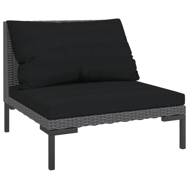vidaXL Patio Lounge Set Outdoor Sectional Sofa Set Table Poly Rattan Dark Grey - 27.6" x 27.6" x 24"