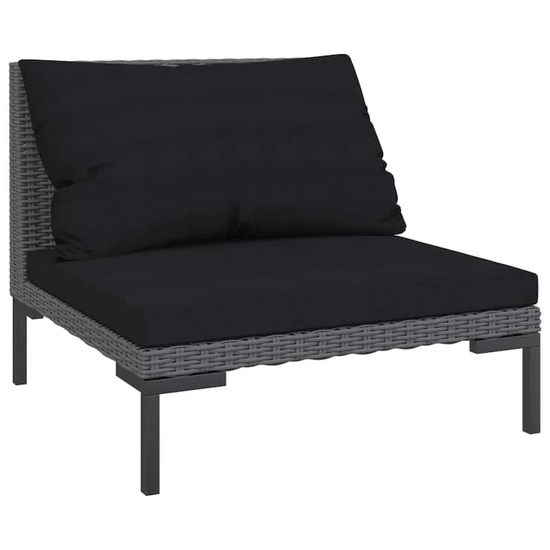 vidaXL Patio Lounge Set Outdoor Sectional Sofa Set Table Poly Rattan Dark Grey - 27.6" x 27.6" x 24"