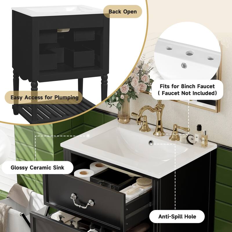 24'' Bathroom Vanity with Ceramic Sink