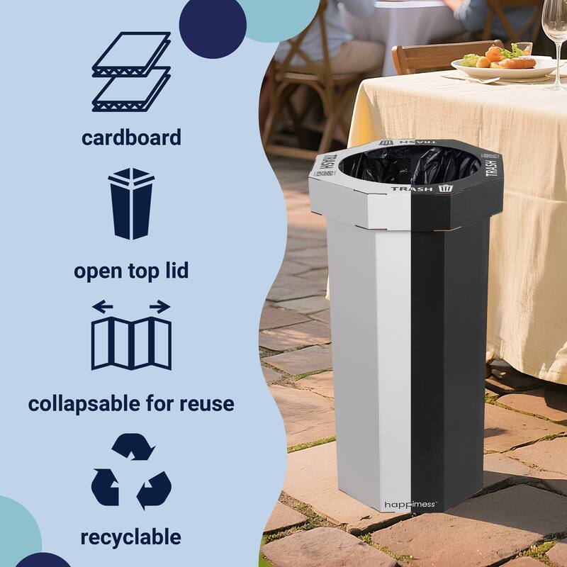 25-Gallon Disposable Cardboard Event Trash Can and Recycling Bin (Set of 2)