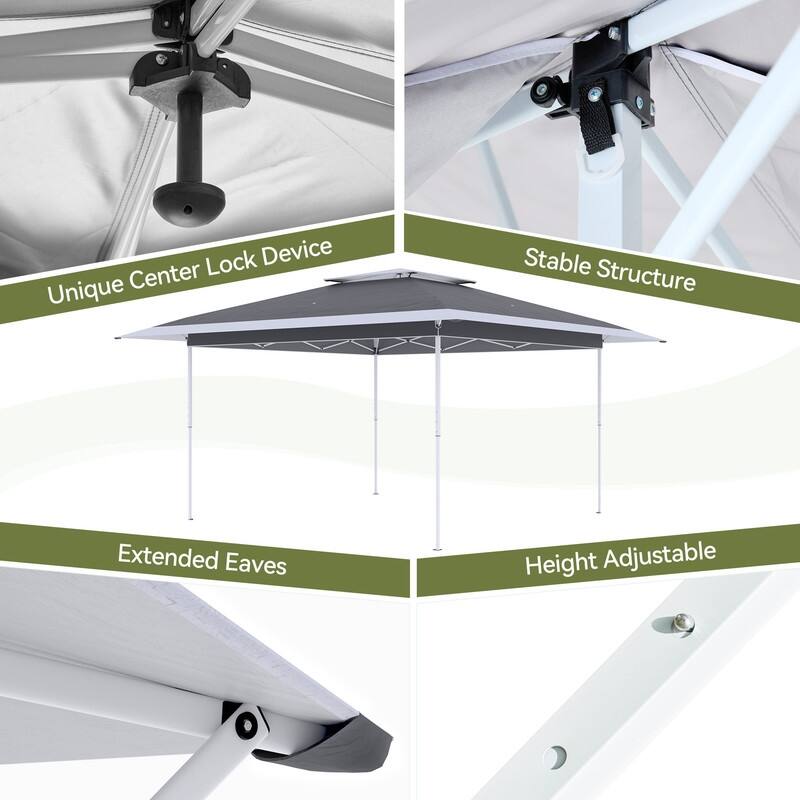 13x13 FT Pop Up Canopy Tent with Netting, UPF 50+ Outdoor Canopy with Automatic Eaves & One-Push Lock, for Patio & Parties