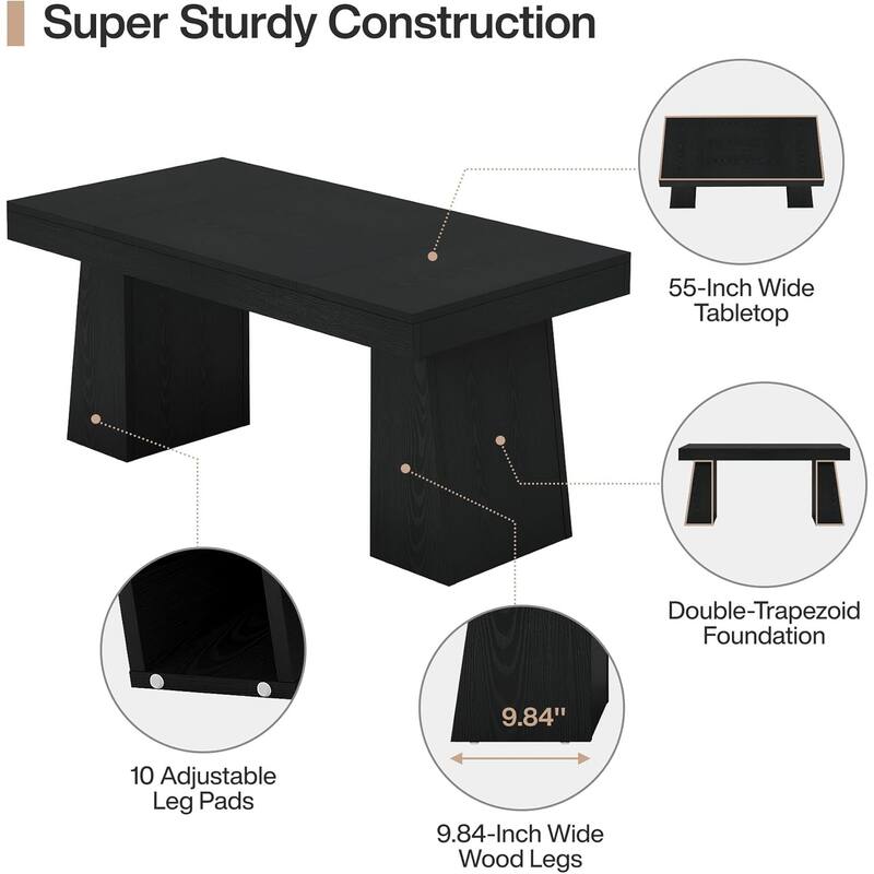 55" Modern Farmhouse Wooden Executive Desk Computer Conference Table