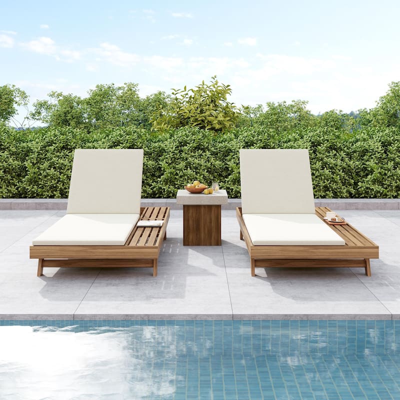 Christopher Knight Home - Maribel Modern Outdoor Acacia Wood 4-Position Adjustable Chaise Lounge with Water-Resistant Cushion