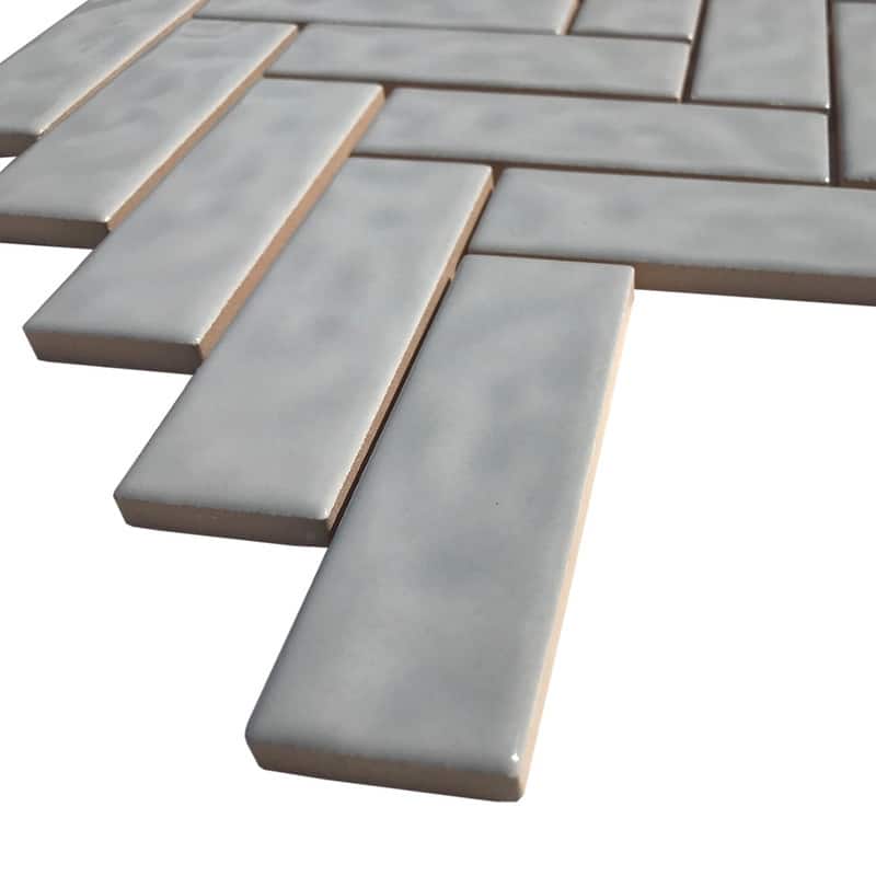 Forio 1.35" x 4.35" Herringbone Glossy Porcelain Mosaic Tile