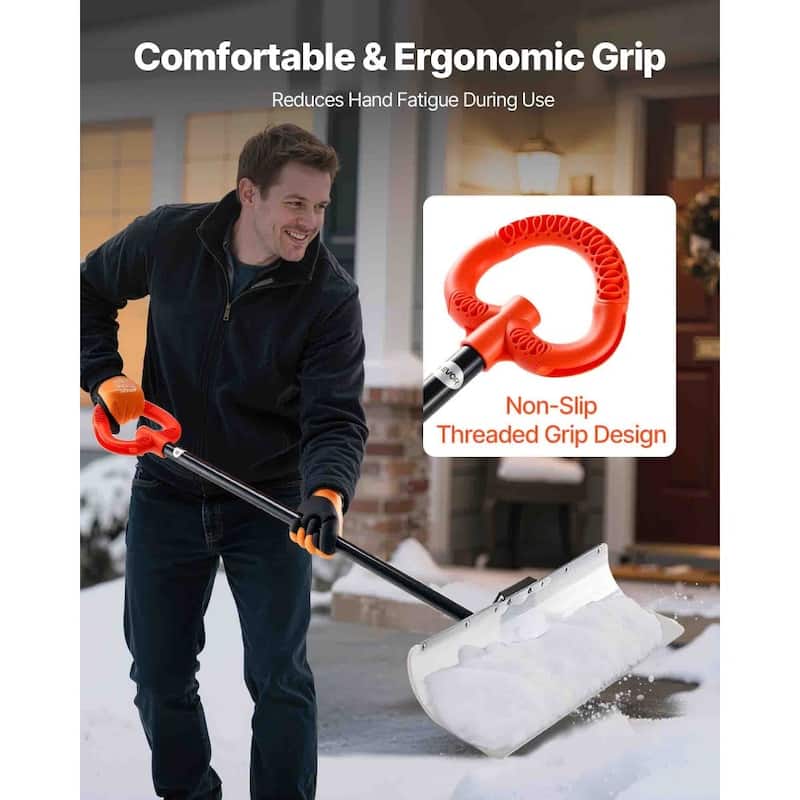 Plastic Snow Shovel with Widened Blade and Textured Anti-Slip Handle for Easy Snow Removal