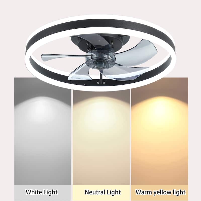 20" Dimmable LED Ceiling Fan 6 Speeds with Light and Remote Control
