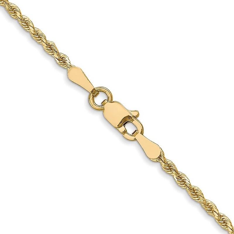 Curata 10k Yellow Gold Solid 2.0mm Diamond-cut Light Rope Chain Necklace (Lobster) Options 16 18