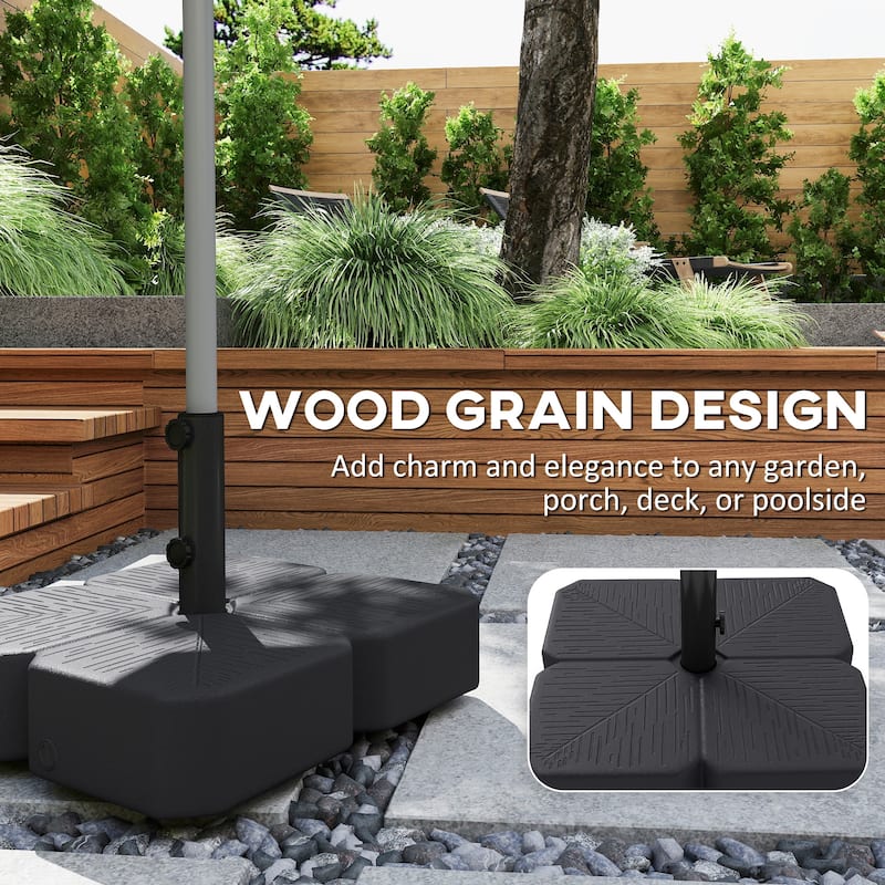 Outsunny Patio Umbrella Base with Wheels, Square Heavy Duty Umbrella Stand Holder, 70 lbs Water or 88 lbs Sand Filled