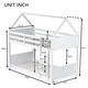 preview thumbnail 4 of 10, White Twin Over Twin House Bunk Bed with Ladder & Headboards, Rubber Wood Floor Bed Frame with Safety Guardrails for Kids