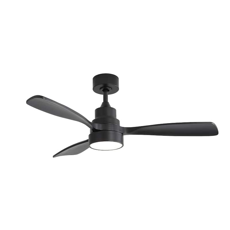 Smart 48-inch App Controlled Ceiling Fan with Light, DC Motor, 3-Color Dimmable LED, Timer, and Reversible Airflow - Matte Black