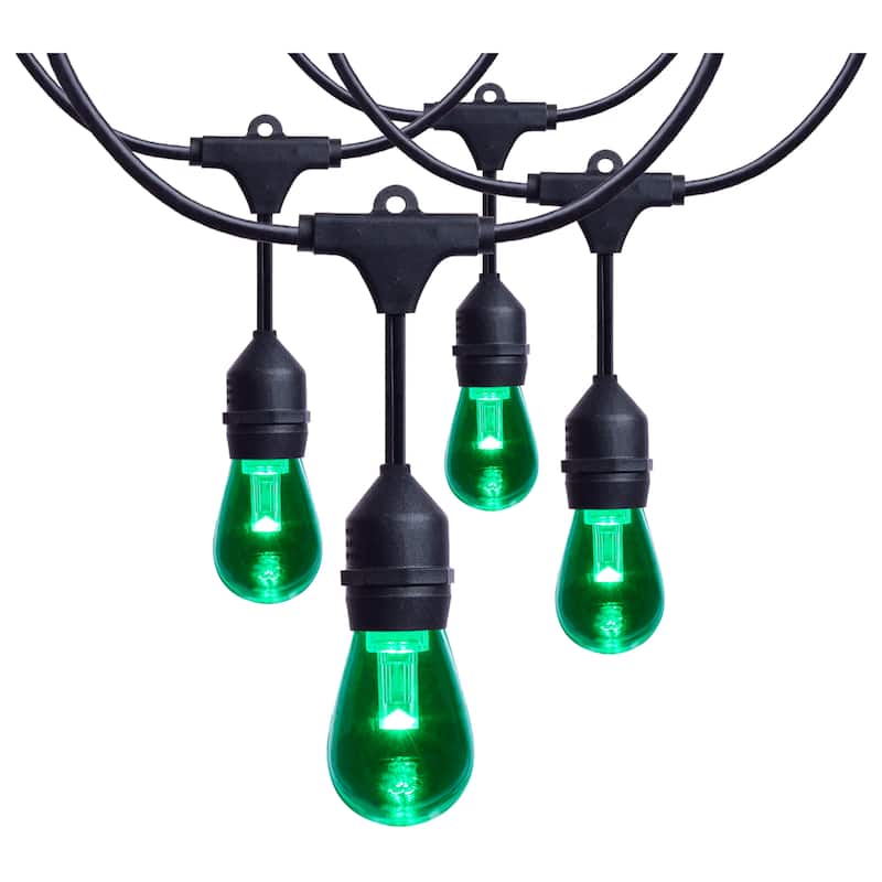 24 Foot LED String Light 12-S14 Lamps E26 RGBTW Infrared Remote Black 120V