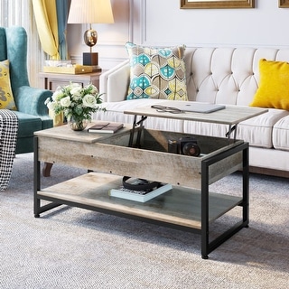 YITAHOME Lift Top Coffee Table with Storage, Side Drawer & Metal Frame ...