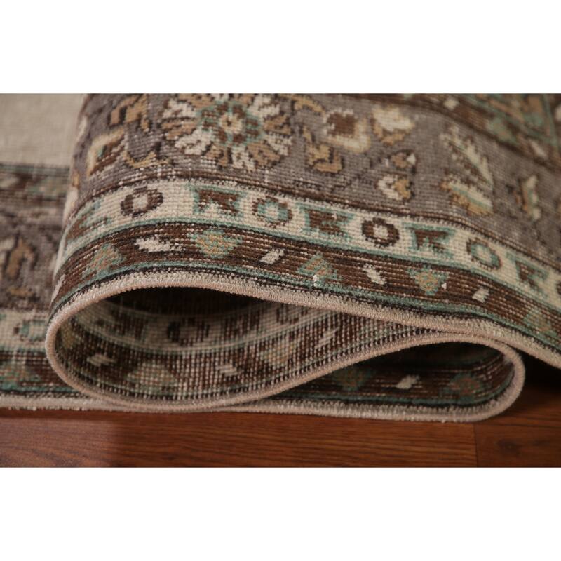 Floral Anatolian Distressed Turkish Vintage Handmade Wool Carpet - 5'9"x 9'0"