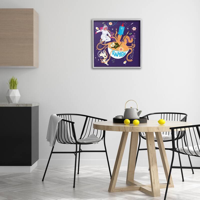 Stupell Whimsical Ramen in Space Framed Giclee Art Design By Juliet Rose Philips