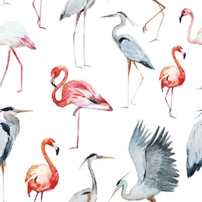Dongu Flamingos Removable Wallpaper - 24'' inch x 10'ft