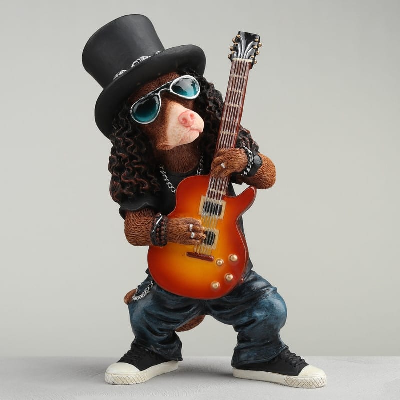 5.12 inches Height Polyresin Solidus Poodle Guitarist Multicolor Finish Figurine