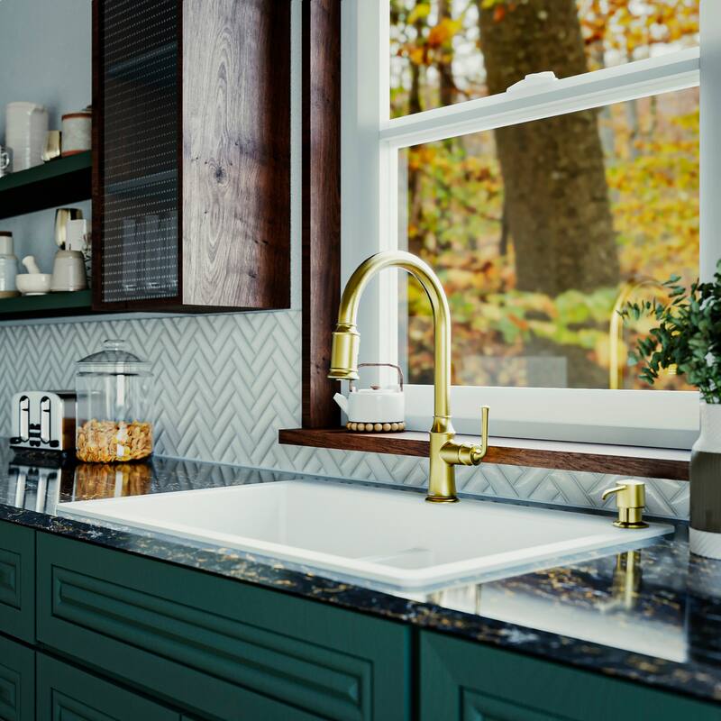 Karran Auburn One-Handle Pull Down Dual Function Sprayer Kitchen Faucet