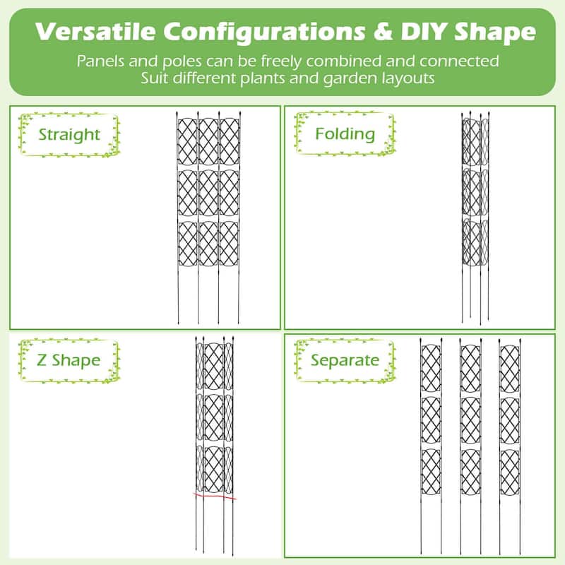 Costway 1/2 PCS 58" x 73" Garden Trellis for Climbing Plants Rustproof
